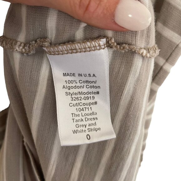 Current/Elliott Size 0 The Louella Tank Dress Grey White Stripe Raw Edges - Picture 9 of 11